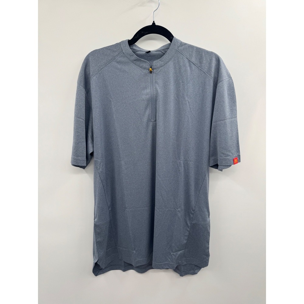 NWT McDonald's Apparel Poly Perf Zip Polo Shirt Men's Large Gray Short Sleeve